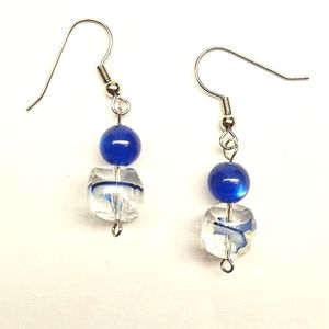 Blue Swirl Beaded Earrings